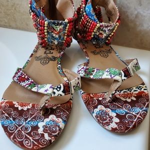 Mudd Multicolored Beaded Sandals